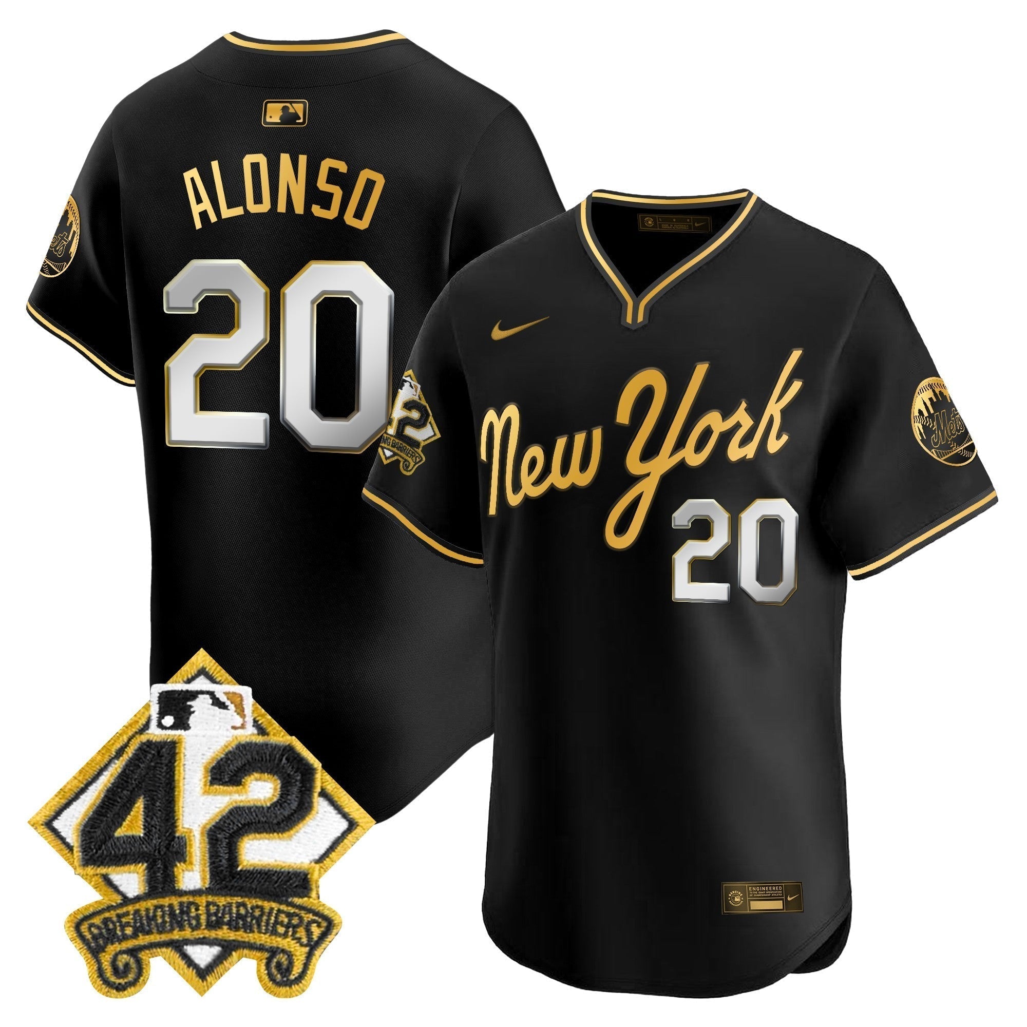 NYM 2025 Jackie Robinson Patch Road Alternate Jersey â All Stitched