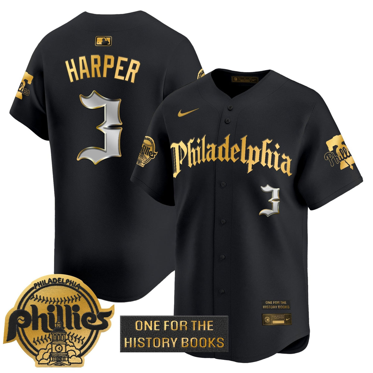 Phillies 'Retro Newspaper Edition' Gold Vapor Premier Limited Jersey - All Stitched