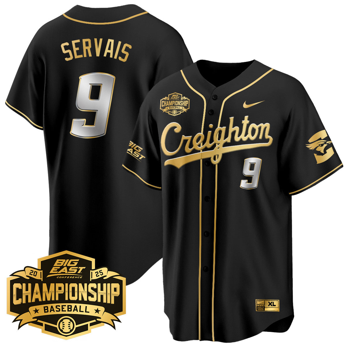 Creighton Bluejays Baseball 2025 Big East Baseball Tournament Champions Jersey - All Stitched