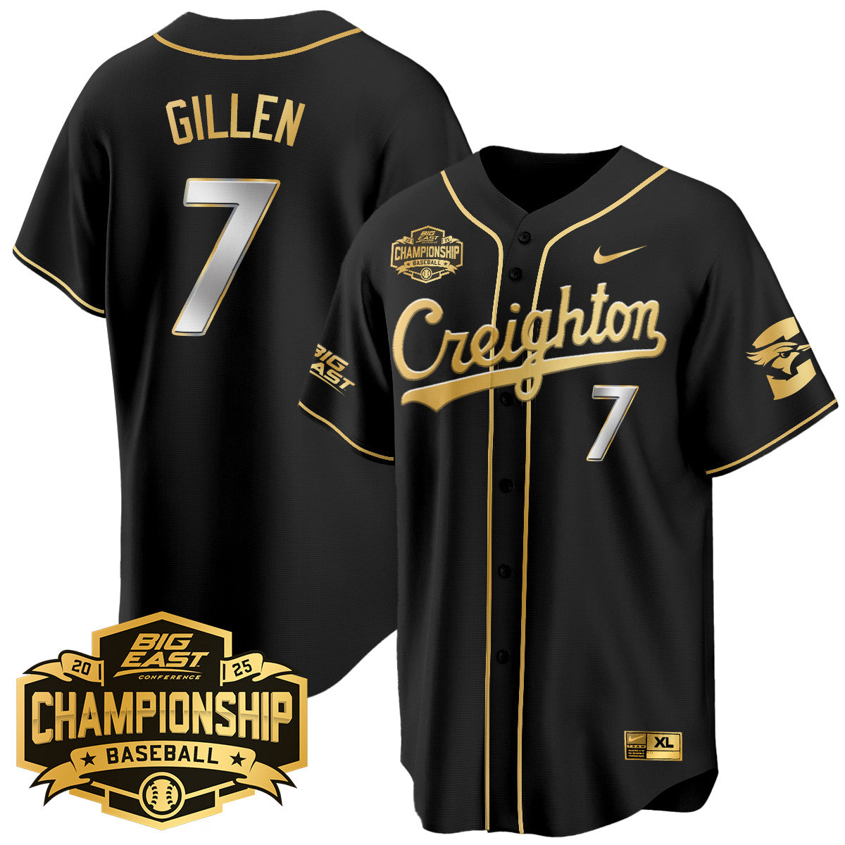 Creighton Bluejays Baseball 2025 Big East Baseball Tournament Champions Men Jersey - All Stitched