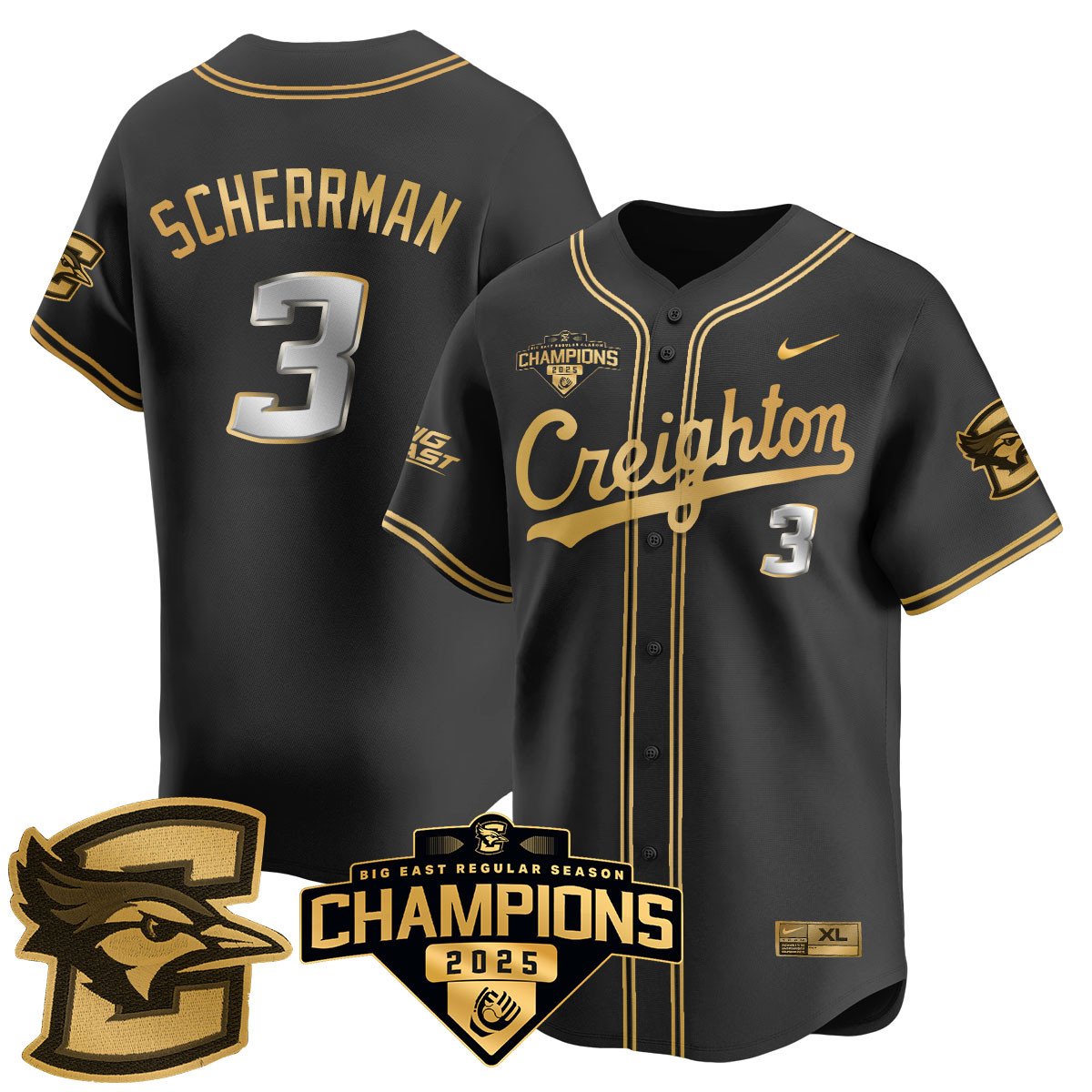 Creighton Bluejays Baseball 2025 Big East Baseball Tournament Champions Men Jersey N1 - All Stitched