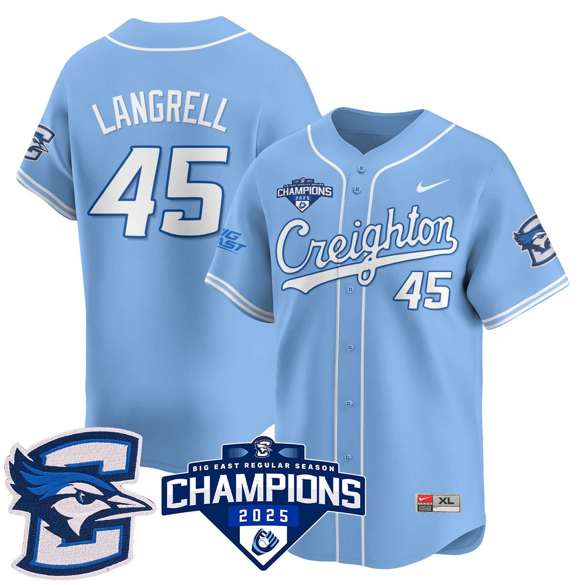 Creighton Bluejays Baseball 2025 Big East Baseball Tournament Champions Men Jersey N1 - All Stitched