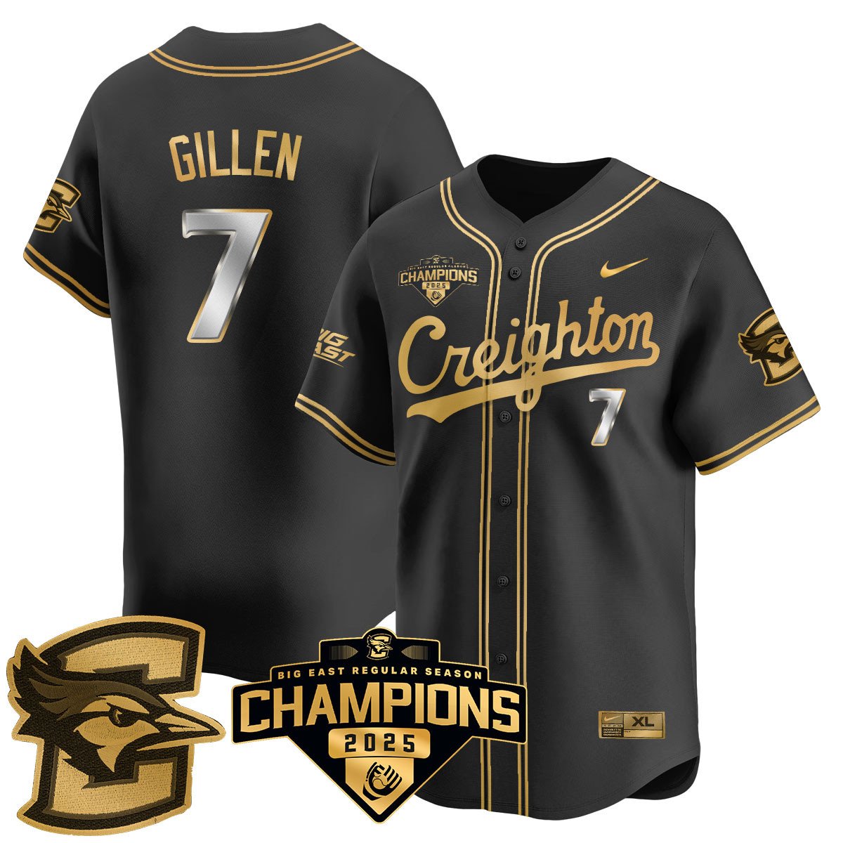 Creighton Bluejays Baseball 2025 Big East Baseball Tournament Champions Men Jersey N1 - All Stitched