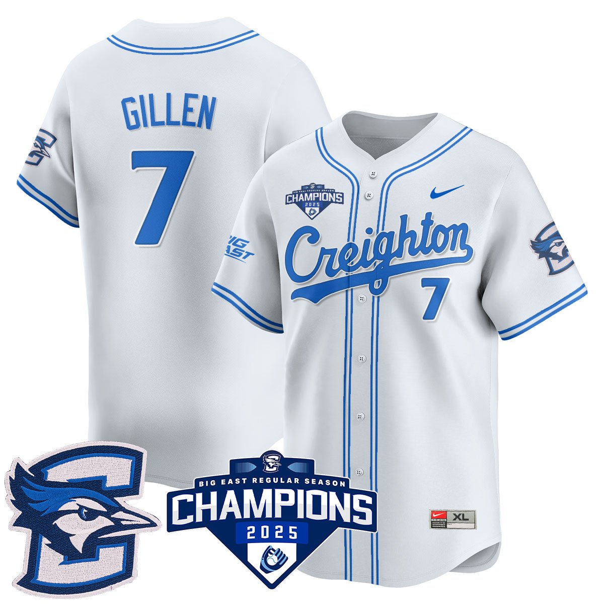 Creighton Bluejays Baseball 2025 Big East Baseball Tournament Champions Jersey N1 - All Stitched