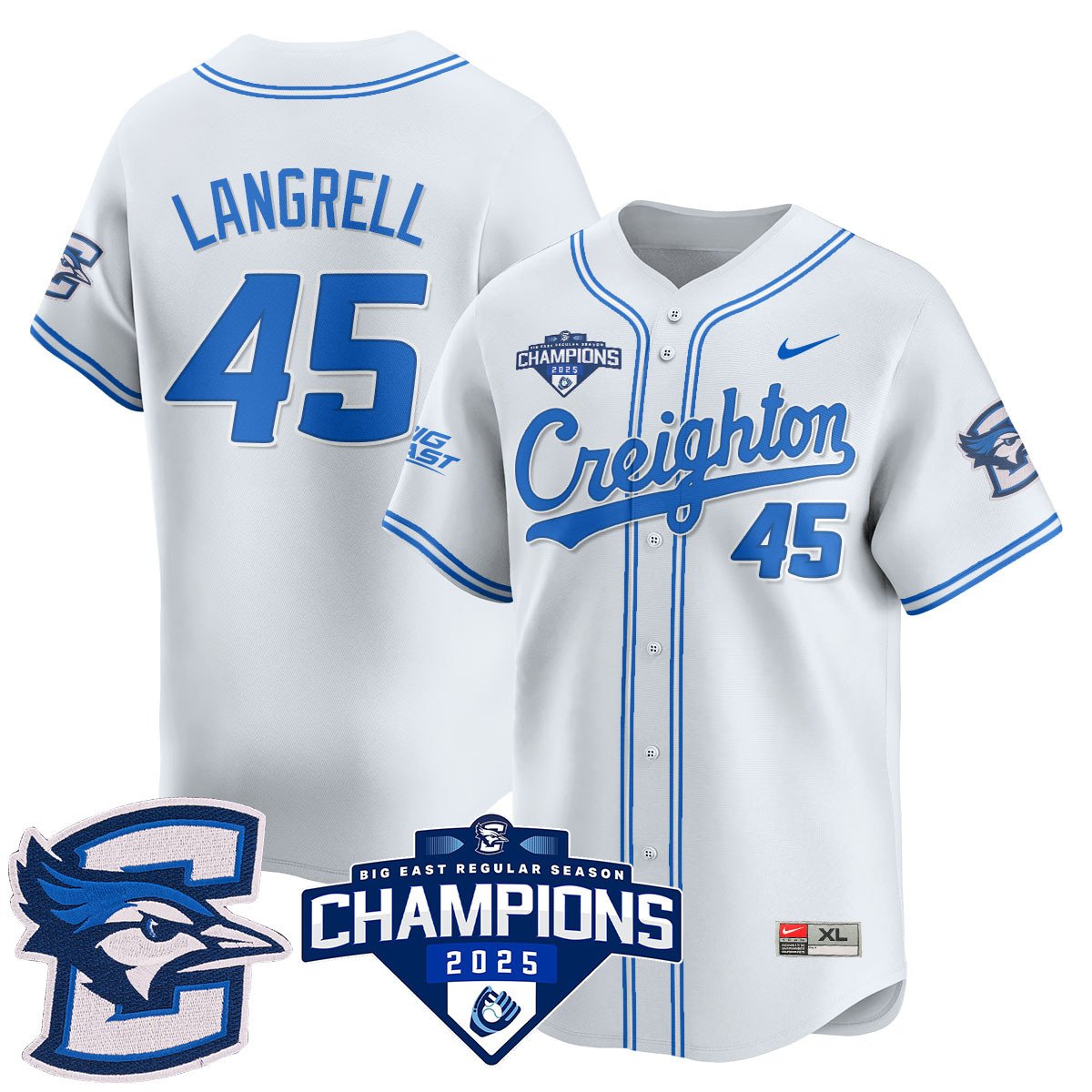Creighton Bluejays Baseball 2025 Big East Baseball Tournament Champions Jersey N1 - All Stitched
