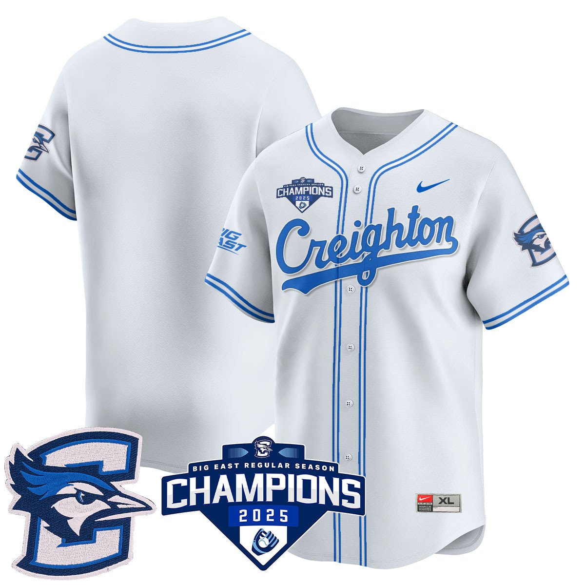 Creighton Bluejays Baseball 2025 Big East Baseball Tournament Champions Jersey N1 - All Stitched