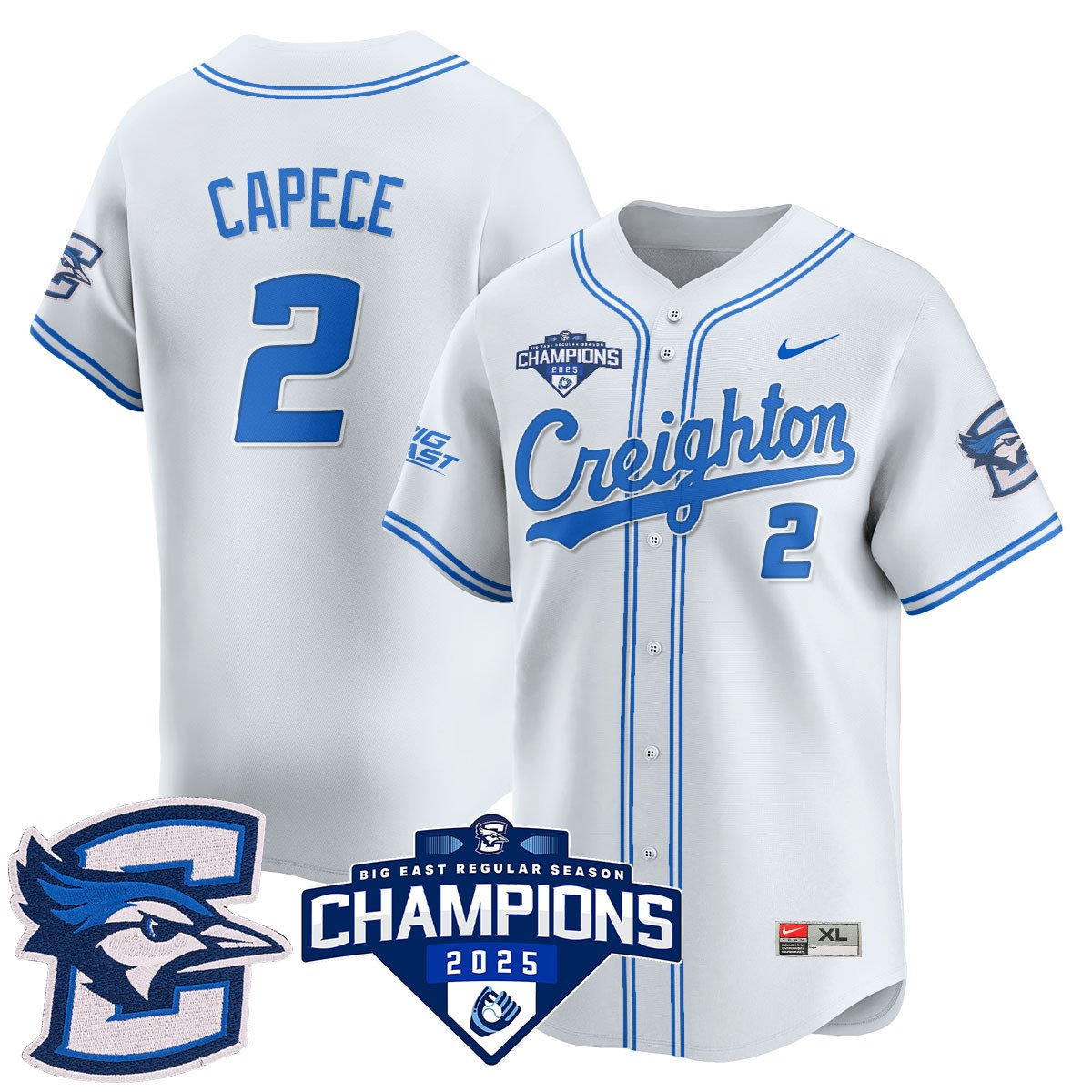 Creighton Bluejays Baseball 2025 Big East Baseball Tournament Champions Men Jersey N1 - All Stitched