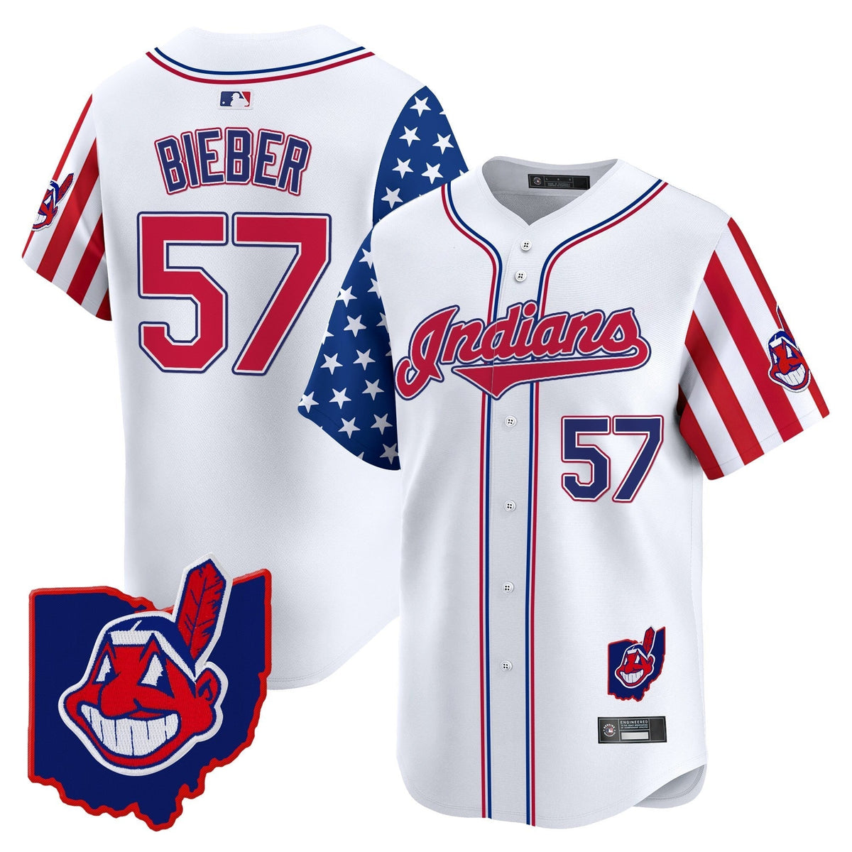 Cleveland Indians 2025 Independence Day Vapor Premier Limited Men Jersey - All Stitched