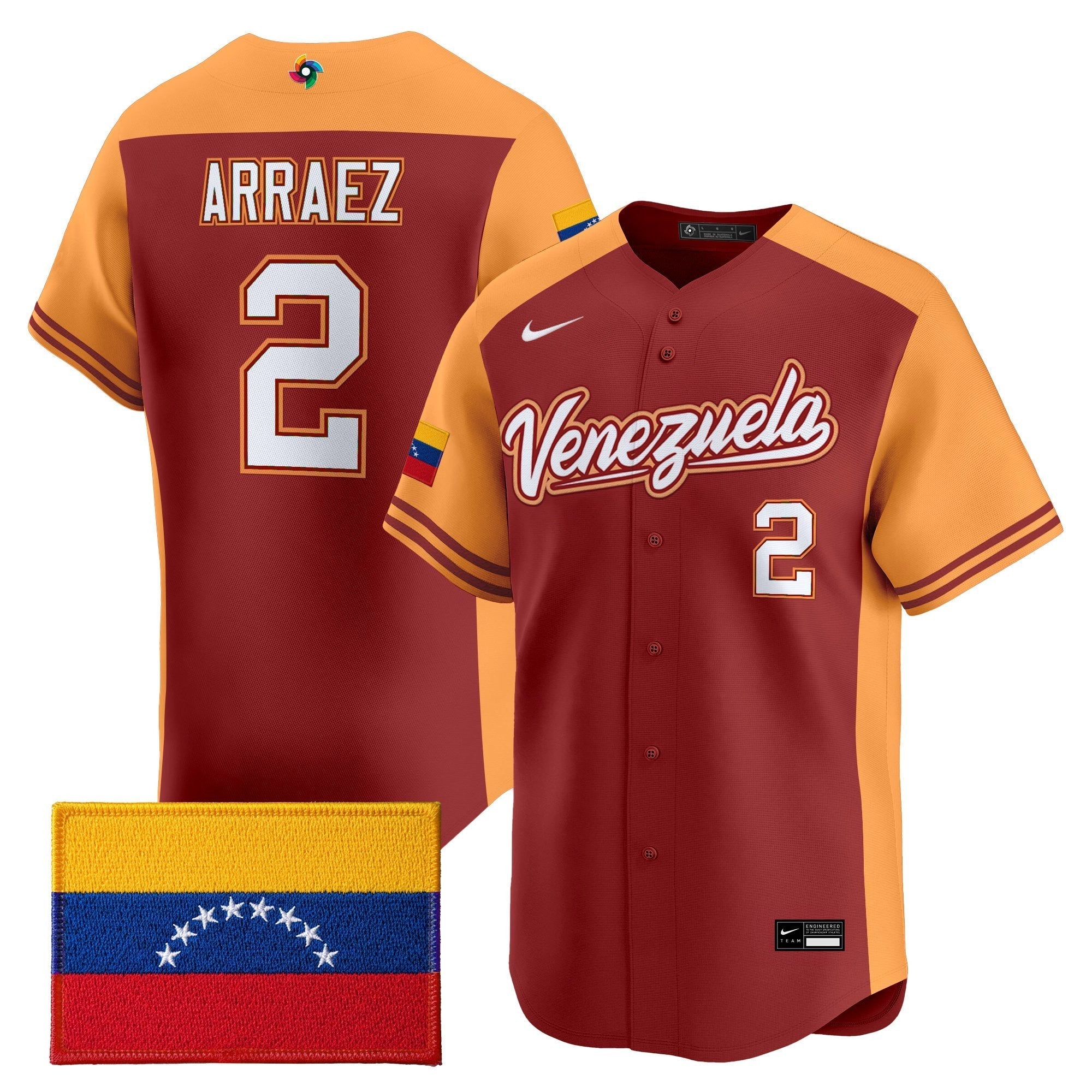 Team Venezuela World Baseball Classic Vapor Premier Jersey - 2026 Roster - Stitched