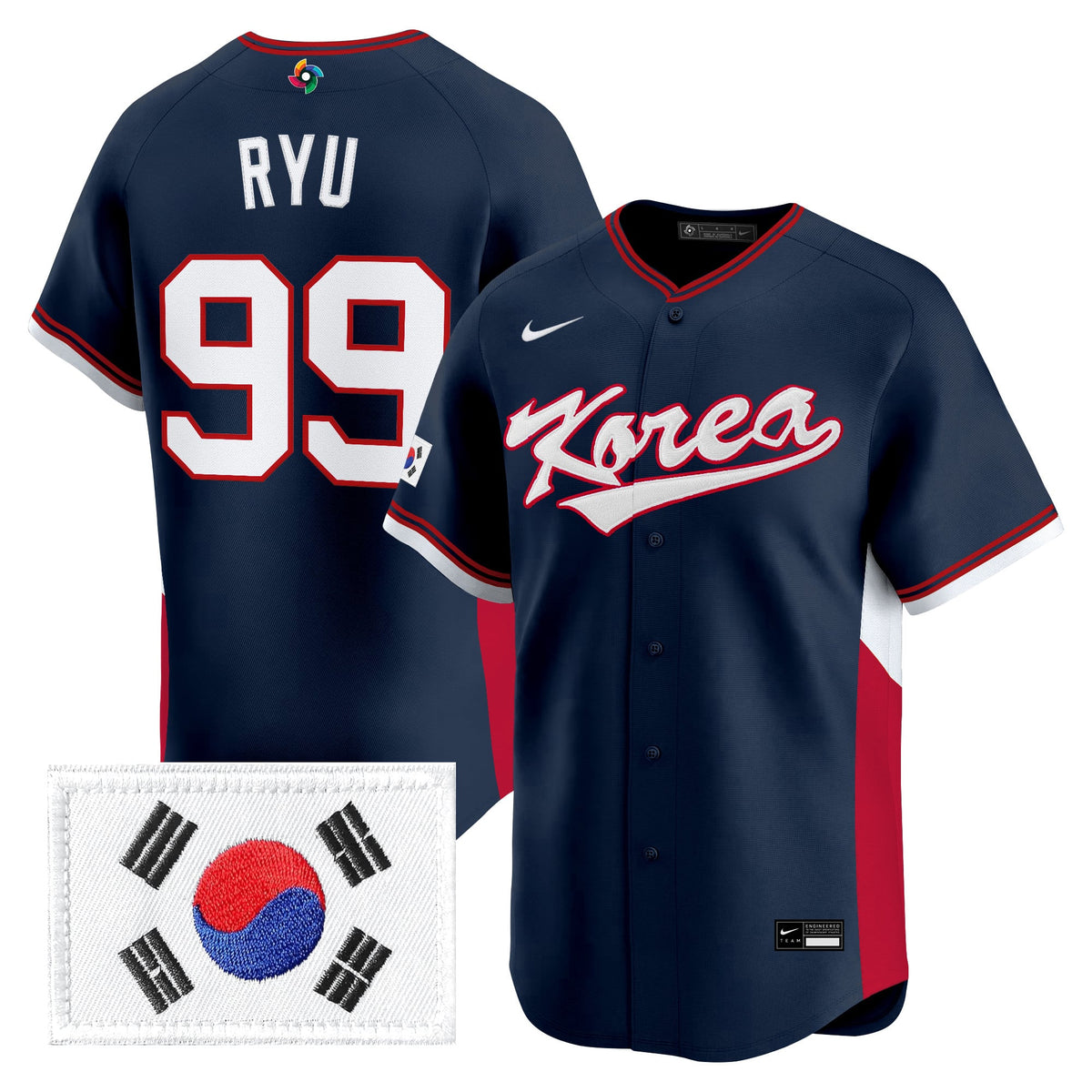 Team Korea 2026 World Baseball Classic Vapor Premier Jersey - All Stitched