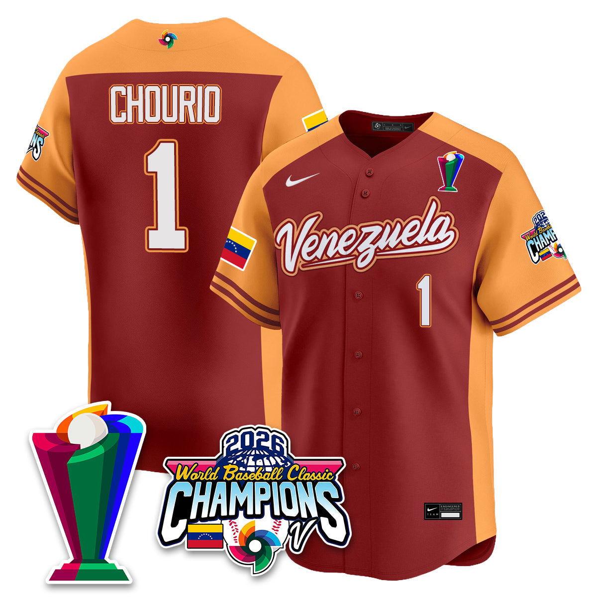 Venezuela Baseball 2026 World Baseball Classic Champions Limited Jersey V2 - All Stitched