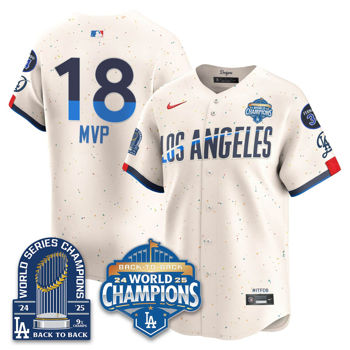 LAD 2025 World Series Champions  Gold Jersey - 9x Champs - Stitched