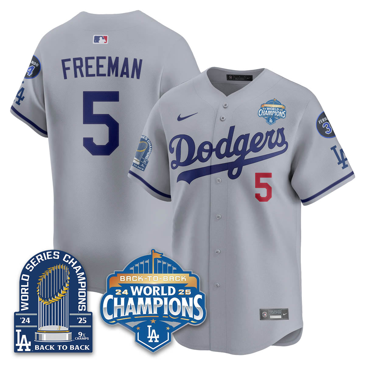 LAD 2025 World Series Champions  Gold Jersey - 9x Champs - Stitched