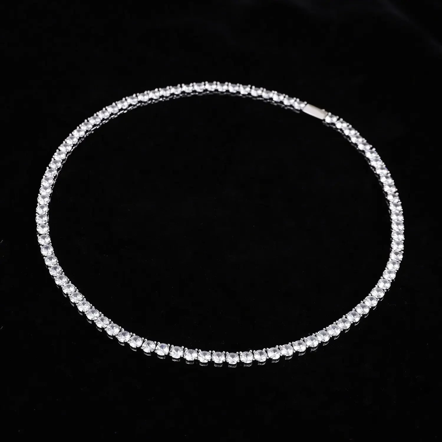 SAIYE 925 Sterling Silver Necklace Zircon Chain Necklace Women Fashion Simple Engagement Wedding Charm Jewelry 4mm 45cm