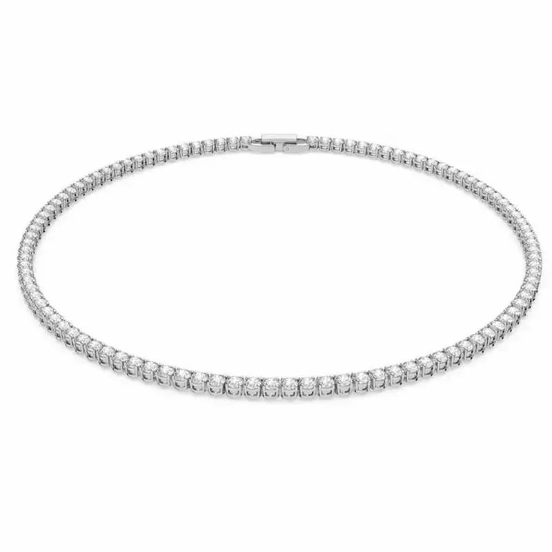 SAIYE 925 Sterling Silver Necklace Zircon Chain Necklace Women Fashion Simple Engagement Wedding Charm Jewelry 4mm 45cm