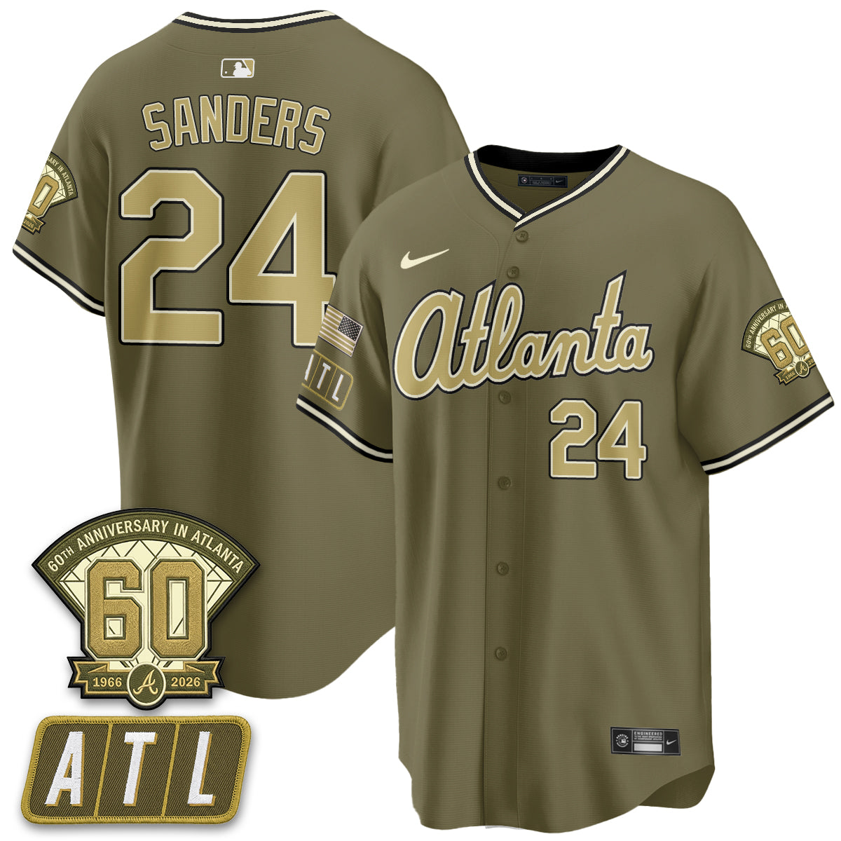Atlanta Braves New Era Olive 2026 Armed Forces Day Vapor Limited Jersey - All Stitched