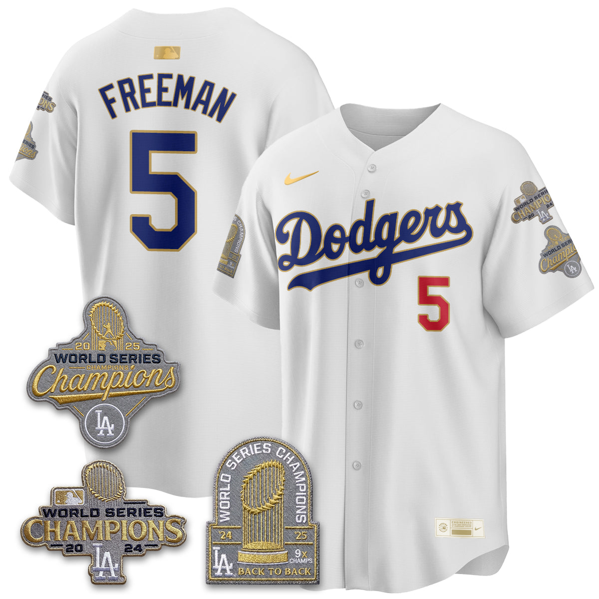 LAD Gold Collection Stadium Vapor Limited Jersey - Back to Back 9x Champs - All Stitched