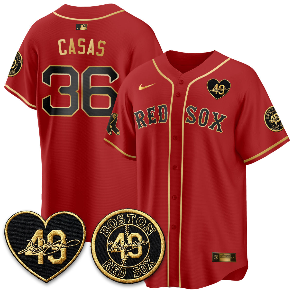 Boston Red Sox Tim Wakefield Memorial Patch Vaper Premier Limited Gold Edition Jersey - All Stitched