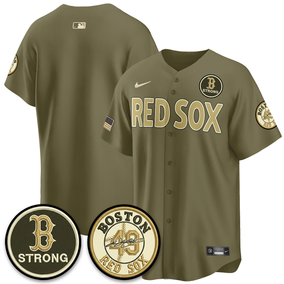 Boston Red Sox New Era Olive 2026 Armed Forces Day Jersey - All Stitched
