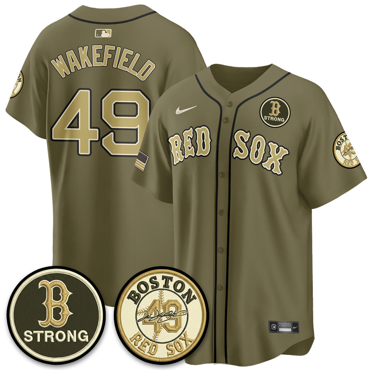 Boston Red Sox New Era Olive 2026 Armed Forces Day Jersey - All Stitched