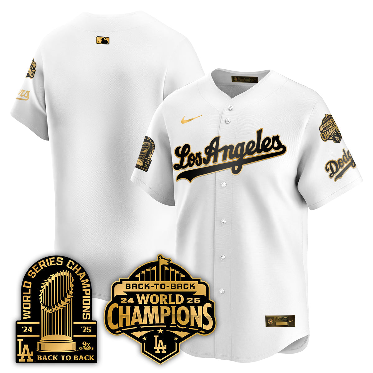 Los Angeles Dodgers Gold Collection Vapor Limited Jersey - 9x & B2B Champs - All Stitched