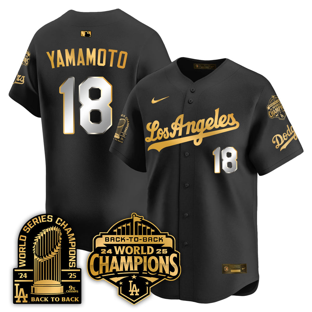 Los Angeles Dodgers Gold Collection Vapor Limited Jersey - 9x & B2B Champs - All Stitched
