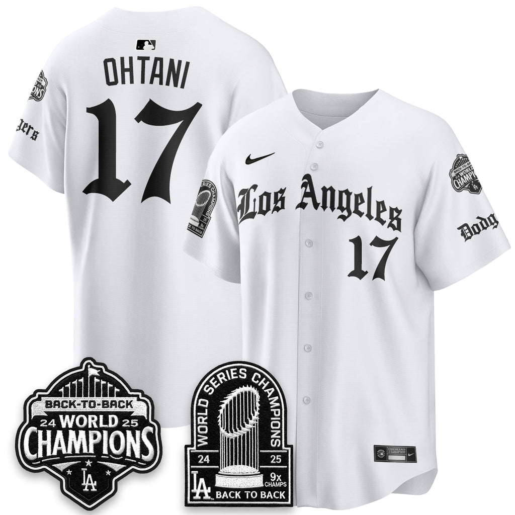 Los Angeles Dodgers WS Champions Back 2 Back Patch Vapor Premier Limited Gothic Edition Jersey - All Stitched