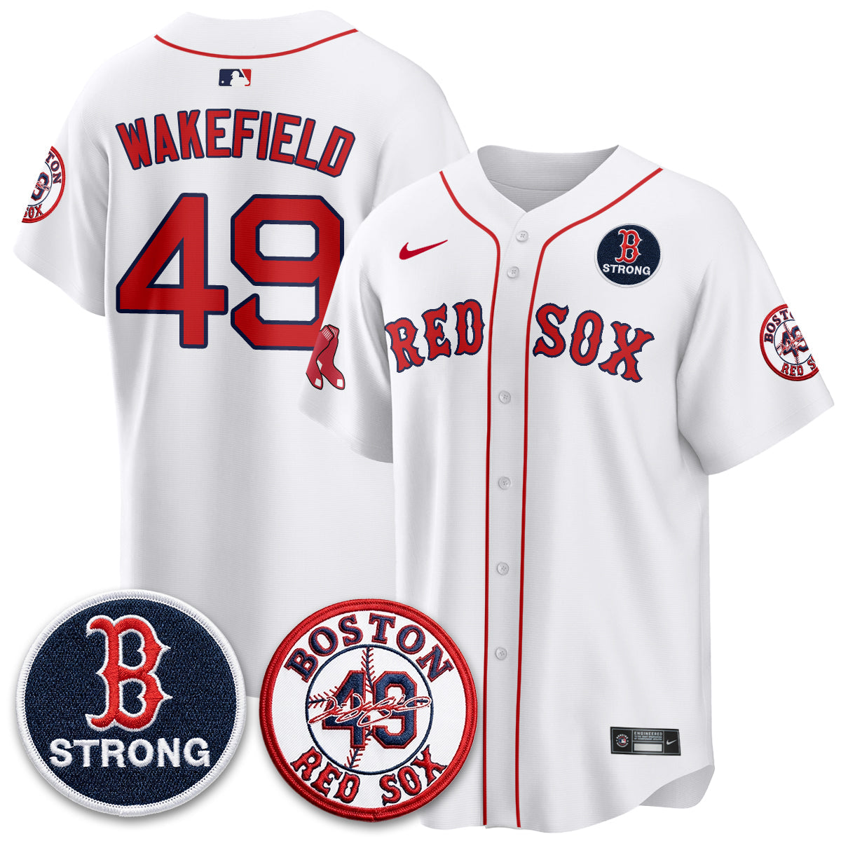Boston Red Sox Tim Wakefield Memorial Patch Vaper Premier Limited Jersey - All Stitched V2