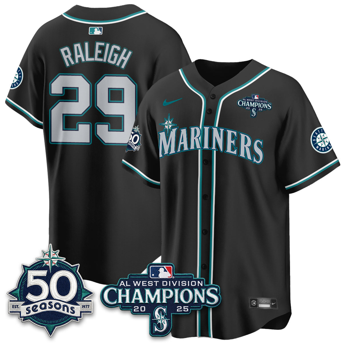 Seattle Mariners 50th Anniversary Black Out Style Vapor Premier Limited Jersey - All Stitched