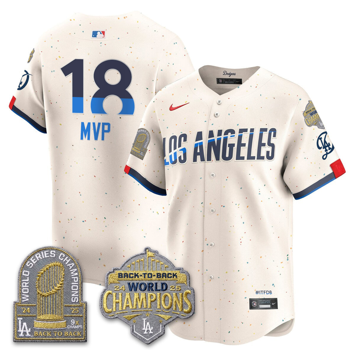 Los Angeles Dodgers Gold Collection Vapor Limited Jersey - 9x & B2B Champs - All Stitched